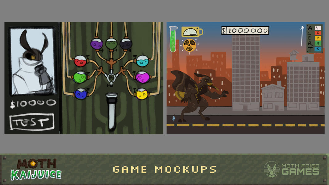 Moth Kaijuice - Mockups do Jogo (2025)